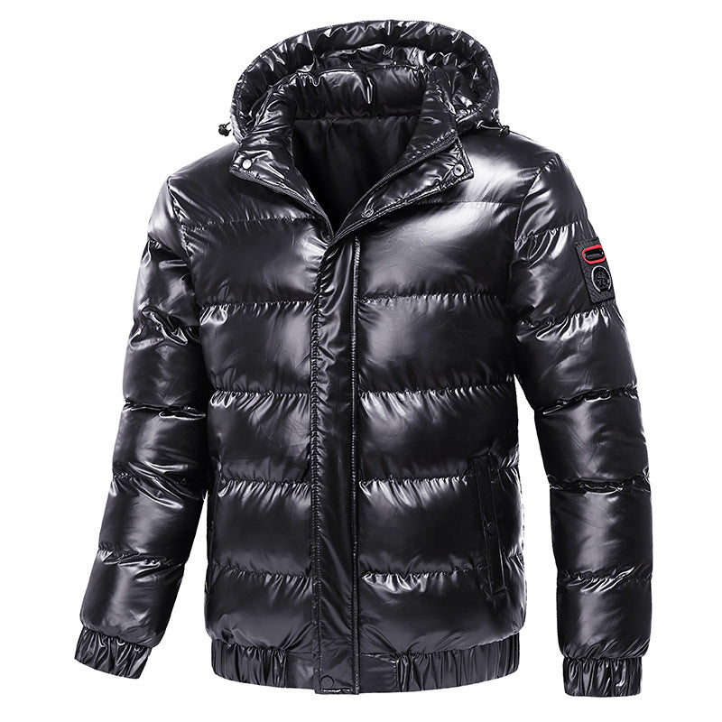 Herren Winterjacke Isoliert Glanz Oberfläche Kapuze - BerlinGlamour
