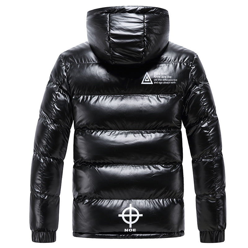 Herren Winterjacke Daunenjacke Glänzend Mit Kapuze