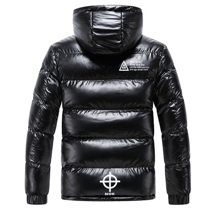 Herren Winterjacke Daunenjacke Glänzend Mit Kapuze