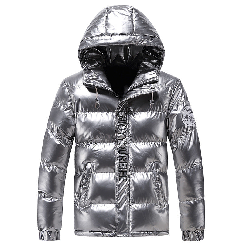 Herren Winterjacke Daunenjacke Glänzend Mit Kapuze - BerlinGlamour