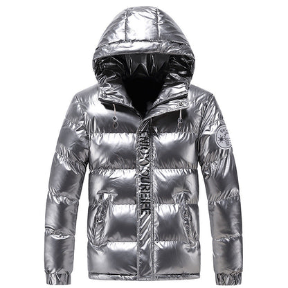 Herren Winterjacke Daunenjacke Glänzend Mit Kapuze - BerlinGlamour