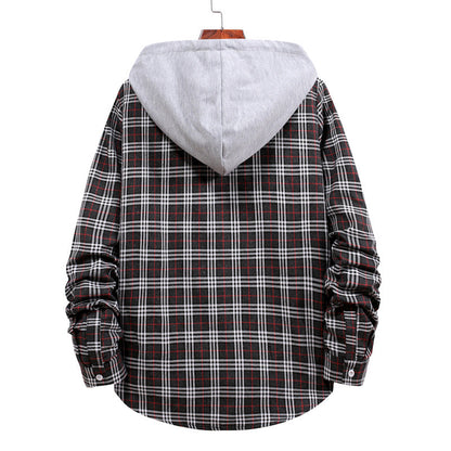 Herren Hemd Kapuzenhemd Karo Design Modern