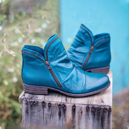 Damen Boots Ankle Modisch Asymmetrisch Reißverschluss
