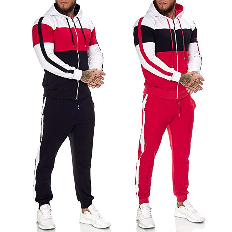 Herren Sportanzug Kapuze Modern Farbblock Design - BerlinGlamour