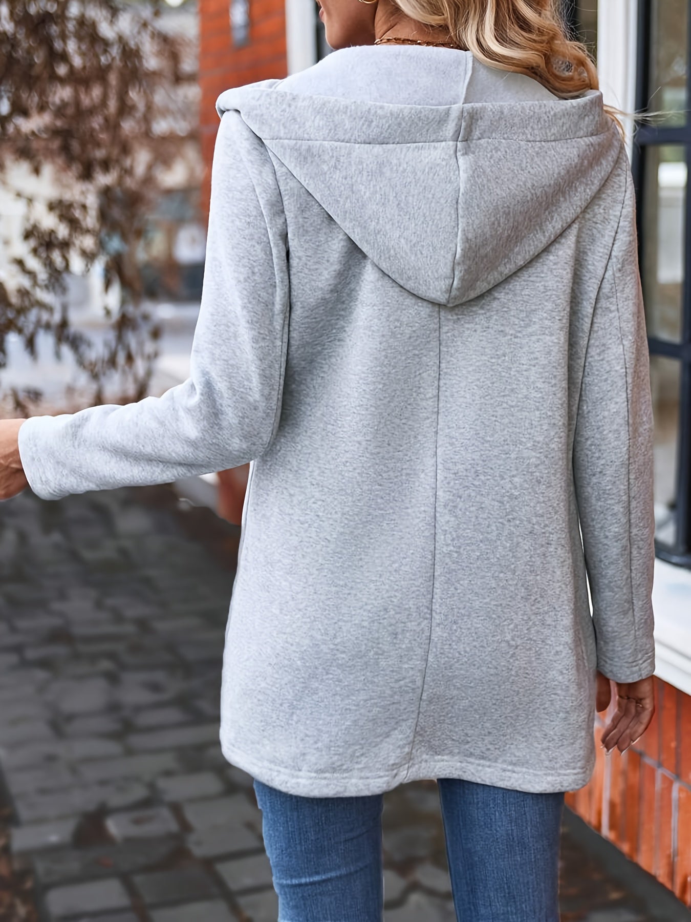 Lässige Kapuzenjacke Polyester Baumwolle Komfortabel