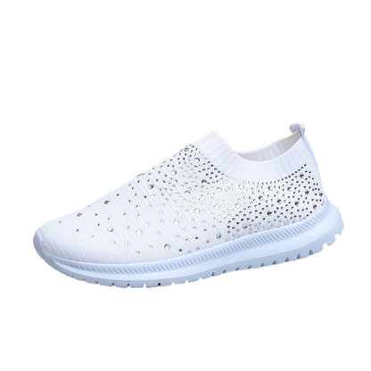 Damen Sneaker Glitzer Strass Schuhe Trendy Mode