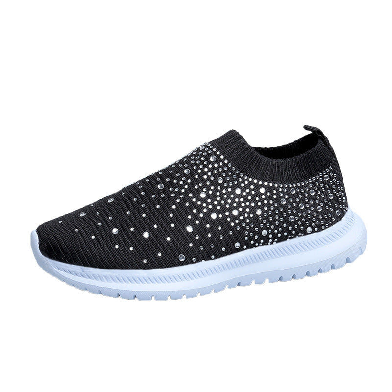 Damen Sneaker Glitzer Strass Schuhe Trendy Mode
