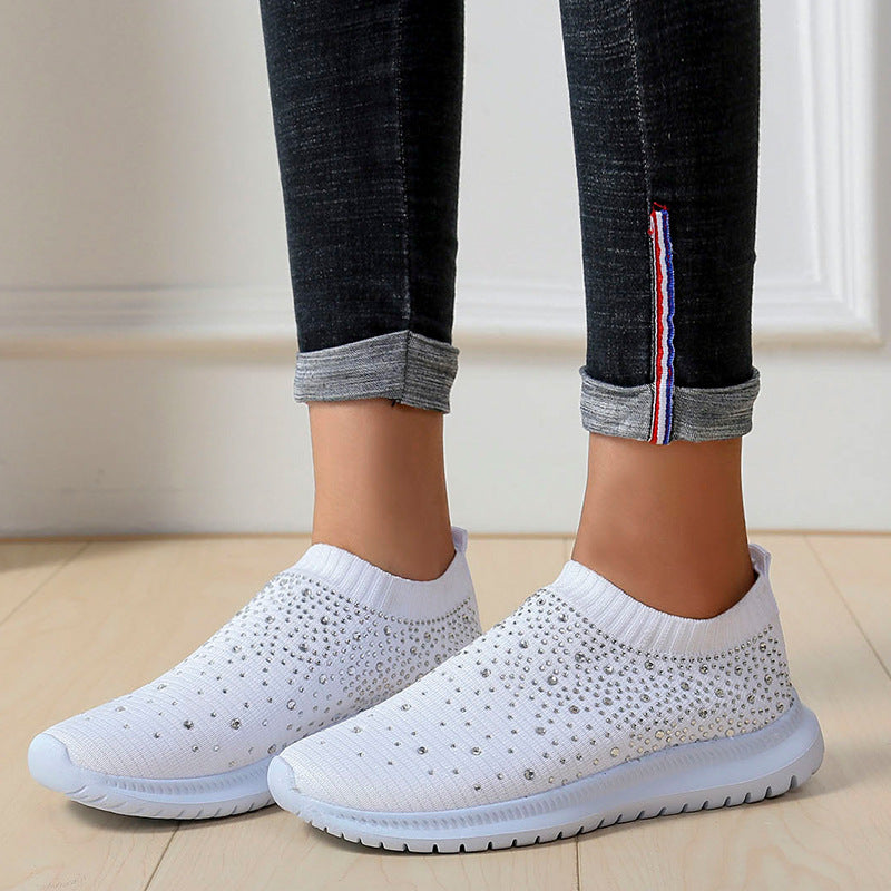 Damen Sneaker Glitzer Strass Schuhe Trendy Mode - BerlinGlamour