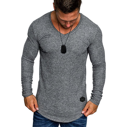 Herren Langarmshirt Modern V-Ausschnitt Komfort Passform