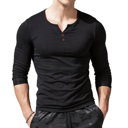 Herren Langarmshirt Modern Knopfdesign Elegant