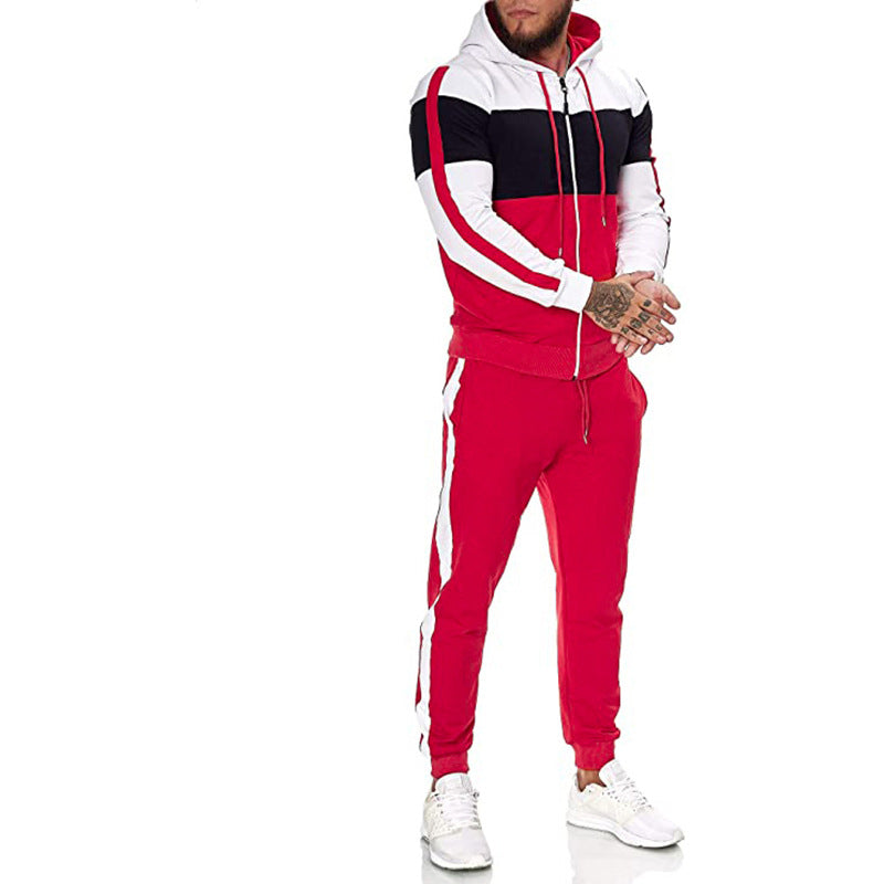 Herren Sportanzug Kapuze Modern Farbblock Design