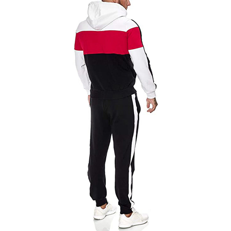 Herren Sportanzug Kapuze Modern Farbblock Design