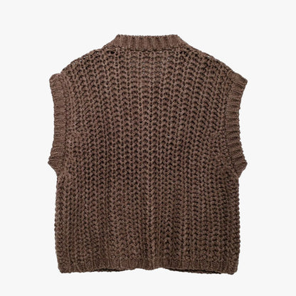 Strickweste Damen Ärmellos Goldknöpfe Modern