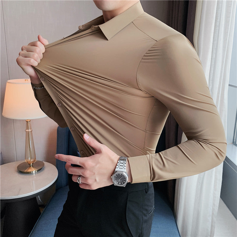 Herren Hemd Slim Fit Langarm Business Stretch