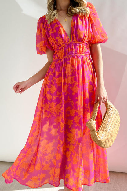 Langärmeliges Maxi-Kleid mit Liebe-Print