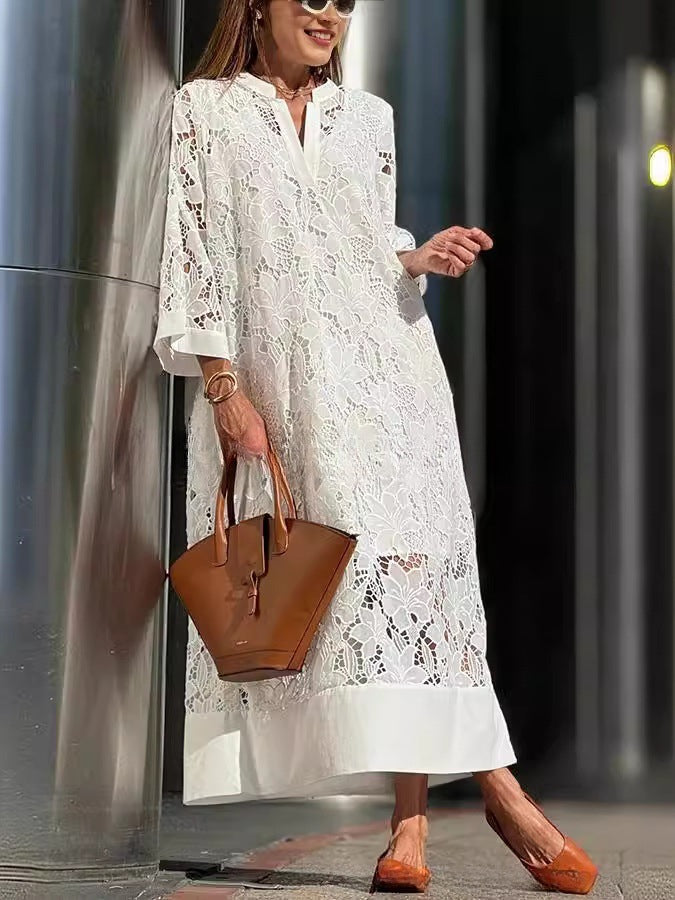 Einfarbiges BerlinGlamour Midikleid Locker geschnitten