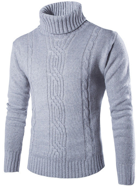 Herren Strickpullover Modern mit Zopfmuster und Hochkragen