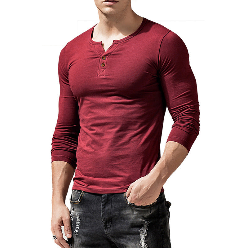 Herren Langarmshirt Modern Knopfdesign Elegant