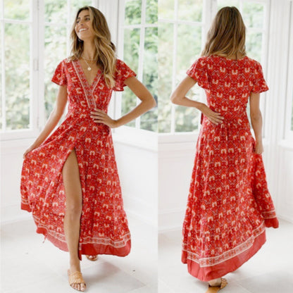 Blumenkleid Damen Sexy Sommerkleid