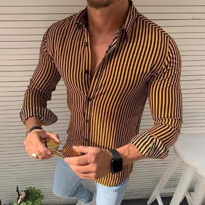 Herren Langarmhemd Gestreift Modern Trendy