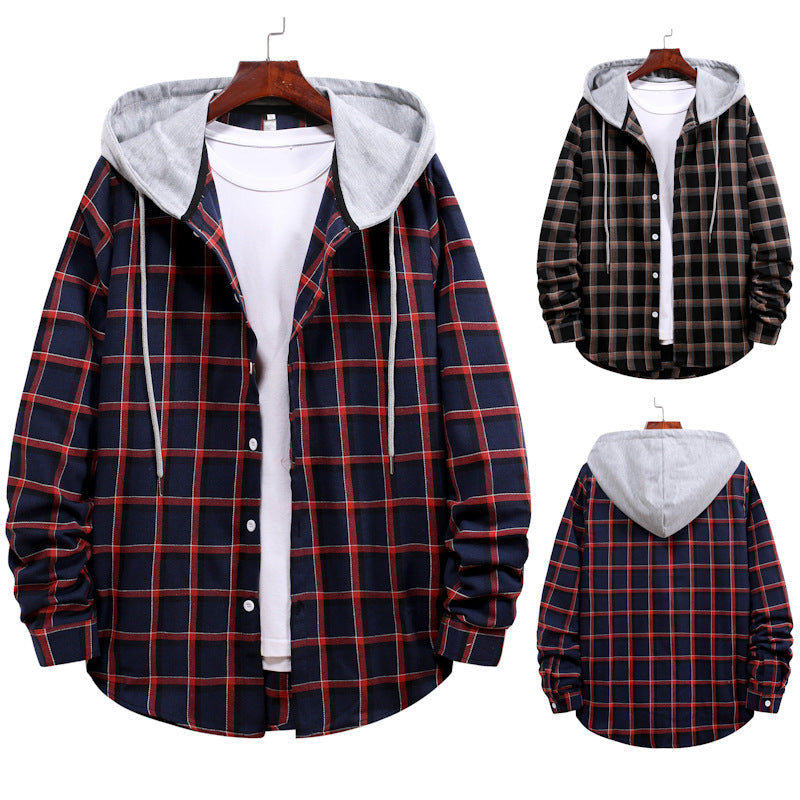 Herren Bluse mit Kapuze Kariert Modern Berlin_Style - BerlinGlamour