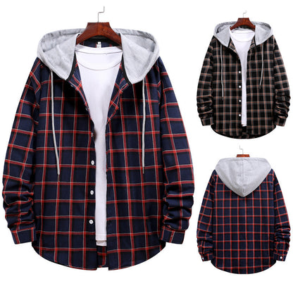 Herren Bluse mit Kapuze Kariert Modern Berlin_Style - BerlinGlamour