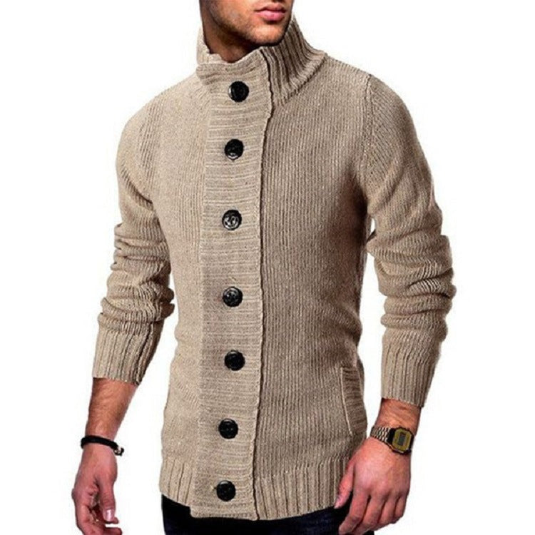 Herren Strickjacke Hochkragen Modern mit Knopfdesign
