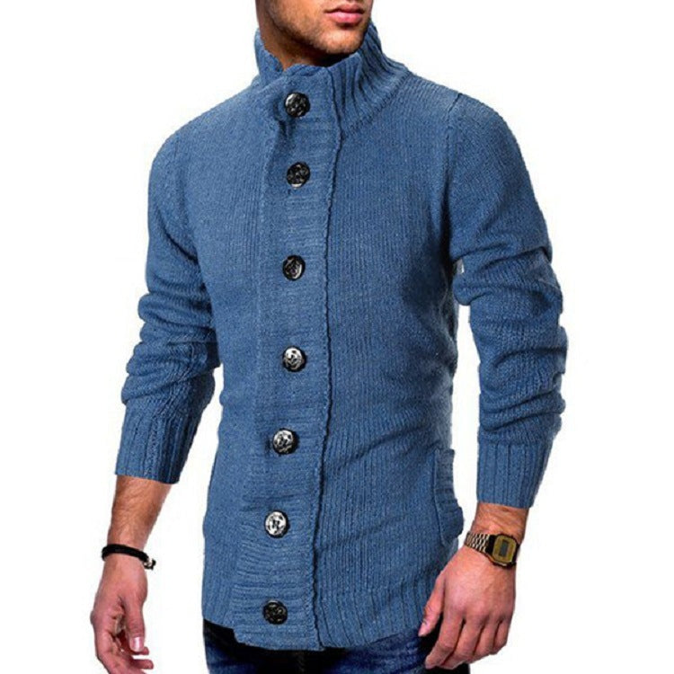 Herren Strickjacke Hochkragen Modern mit Knopfdesign