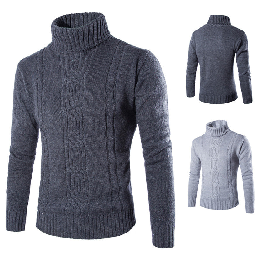 Herren Strickpullover Modern mit Zopfmuster und Hochkragen - BerlinGlamour