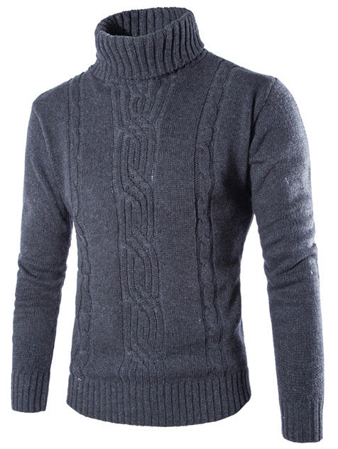 Herren Strickpullover Modern mit Zopfmuster und Hochkragen