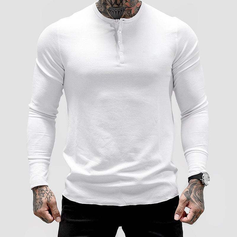 Elegantes Herren Langarmshirt Knopfverschluss Modern - BerlinGlamour