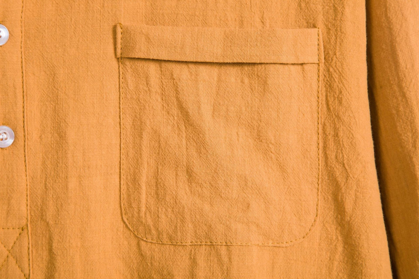 Herren Langarmhemd Stehkragen mit Brusttasche Modern