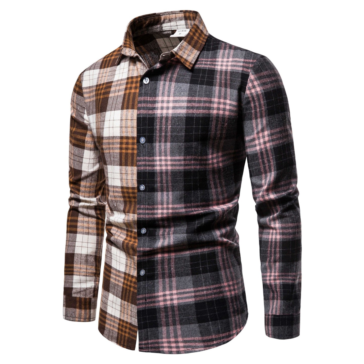 Herren Langarmhemd Patchwork Design Modern Berlin Style