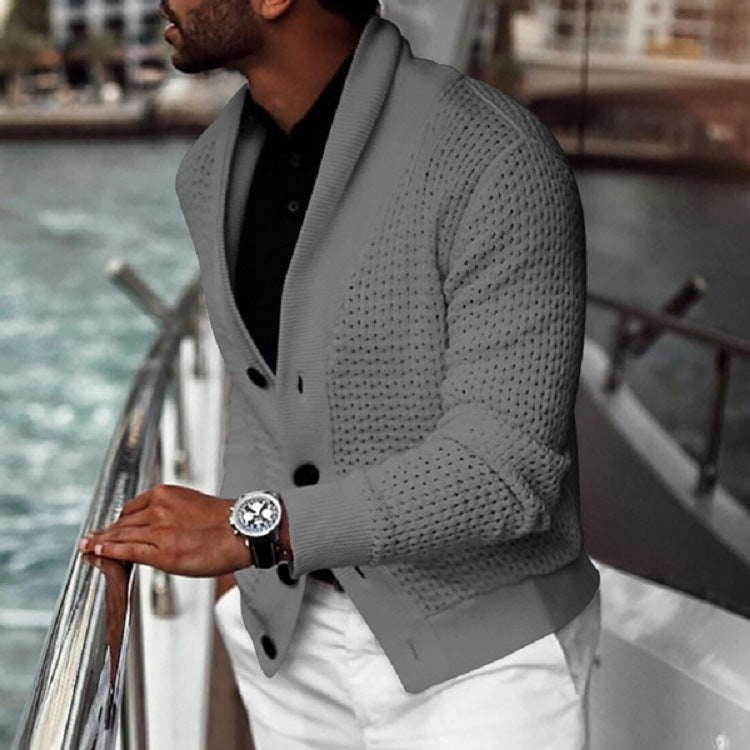 Herren Strickjacke Elegantes Design Schalkragen Modern