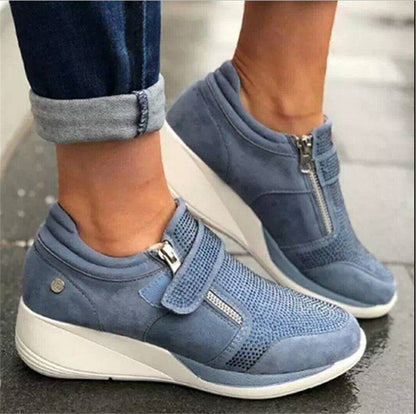 Damen Sneaker High-Top Sportlich Reißverschluss Schwarz