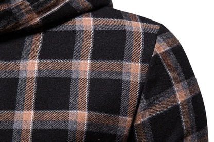 Herren Flanellhemd Kapuze Lässig Modern