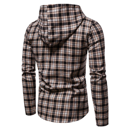 Herren Flanellhemd Kapuze Lässig Modern