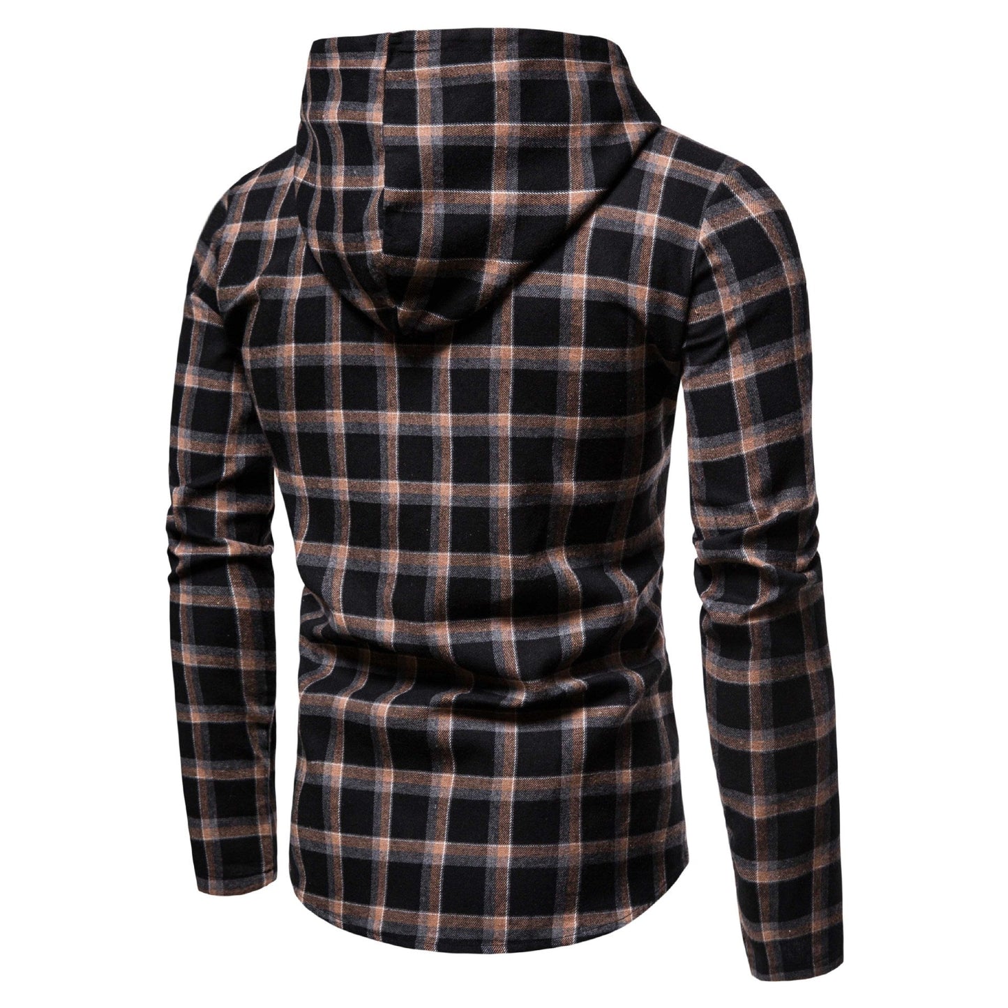 Herren Flanellhemd Kapuze Lässig Modern