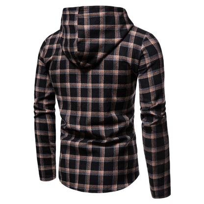 Herren Flanellhemd Kapuze Lässig Modern