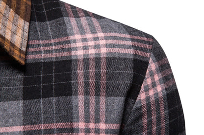 Herren Langarmhemd Patchwork Design Modern Berlin Style