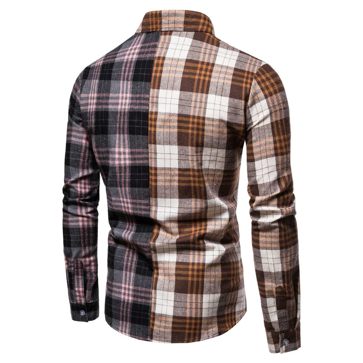 Herren Langarmhemd Patchwork Design Modern Berlin Style