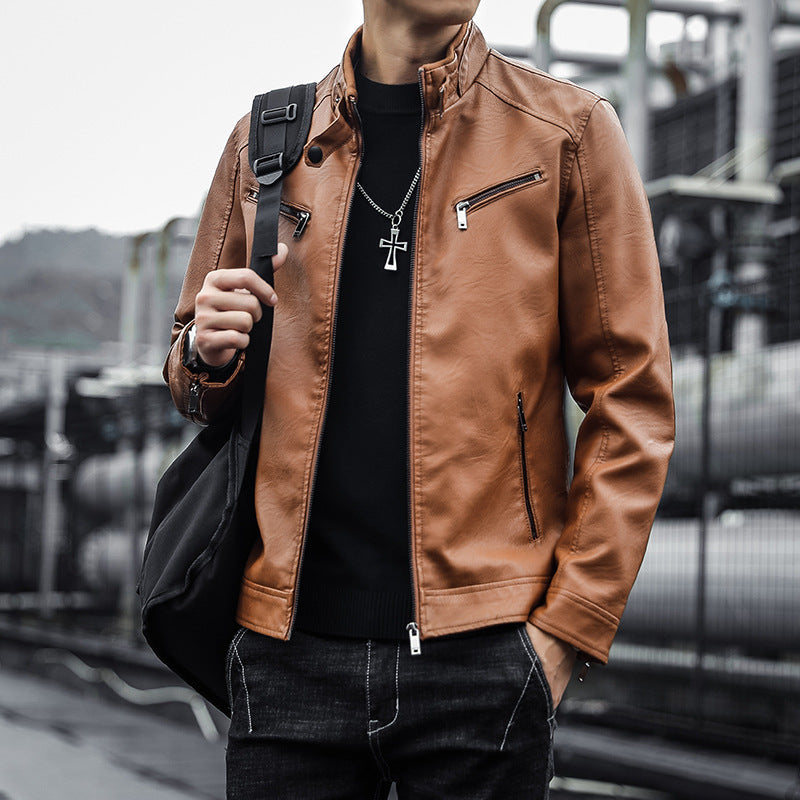 Herren Lederjacke Bikerstil Robust Modern