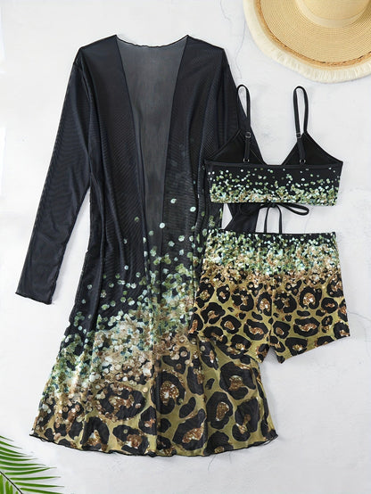 Bikini Set Leopardenmuster Frauen Badeanzug