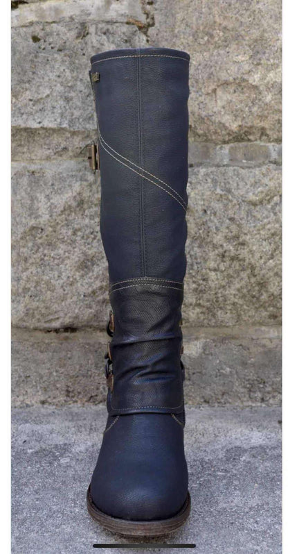 Damen Stiefel Robustes Profil Modisches Riemendesign Winterstiefel