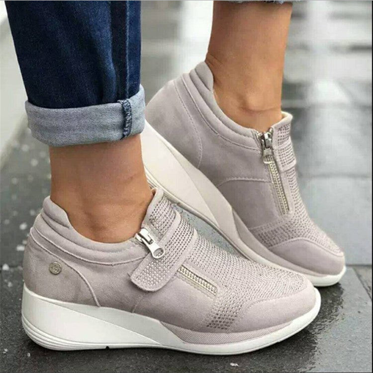 Damen Sneaker High-Top Sportlich Reißverschluss Schwarz - BerlinGlamour