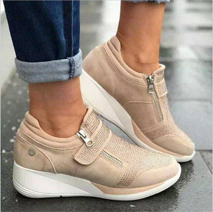 Damen Sneaker High-Top Sportlich Reißverschluss Schwarz