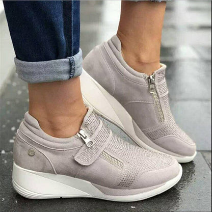Damen Sneaker High-Top Sportlich Reißverschluss Schwarz