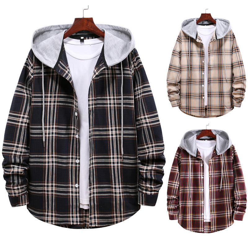 Herren Jacke Übergangsjacke Karomuster Kapuze Modern - BerlinGlamour