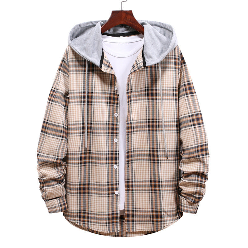 Herren Jacke Übergangsjacke Karomuster Kapuze Modern