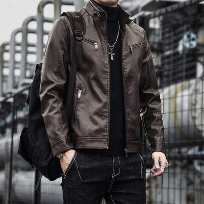 Herren Lederjacke Bikerstil Robust Modern